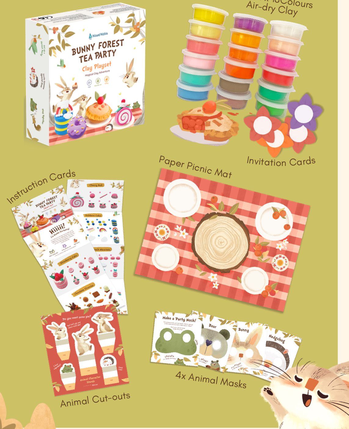 Bunny Forest Tea Party playset and its contents