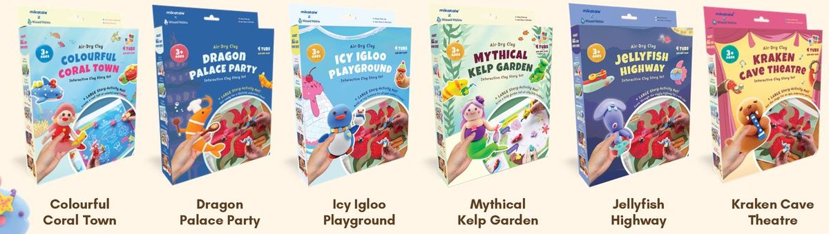 Six Ocean Buddies playset boxes