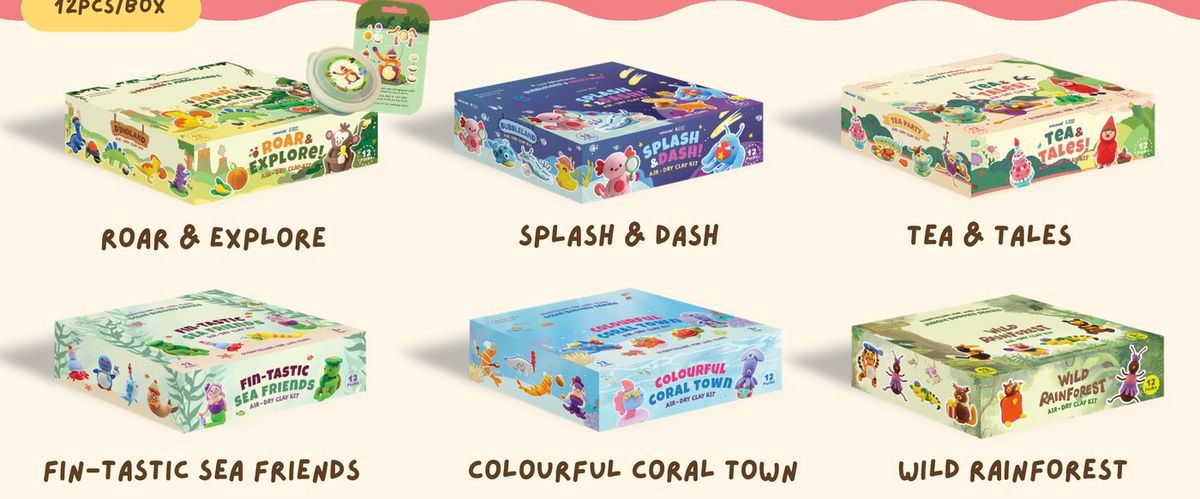 Six 2-in-1 theme display boxes
